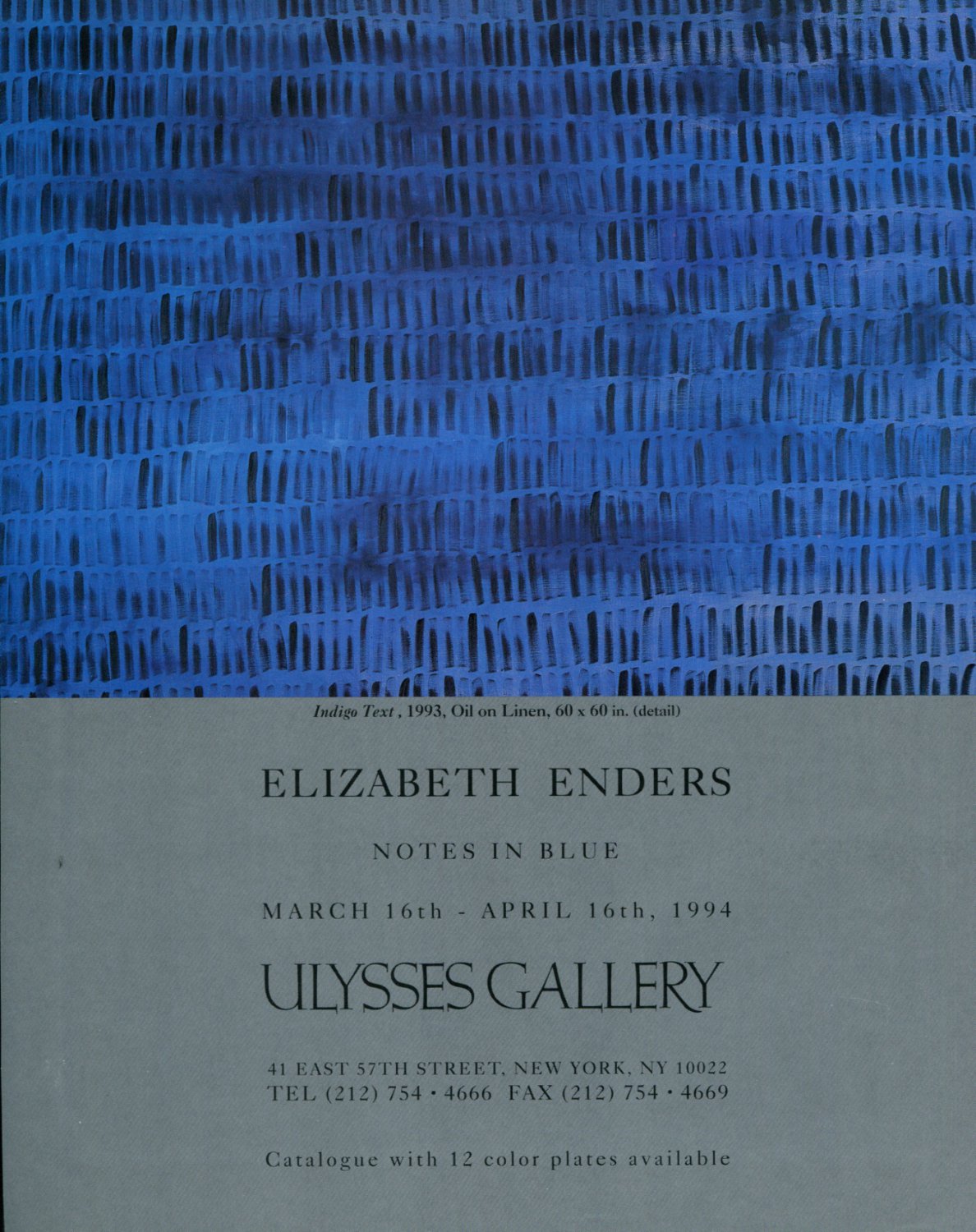 Elizabeth Enders Notes in Blue 1994 Art Exhibition Ad Advert