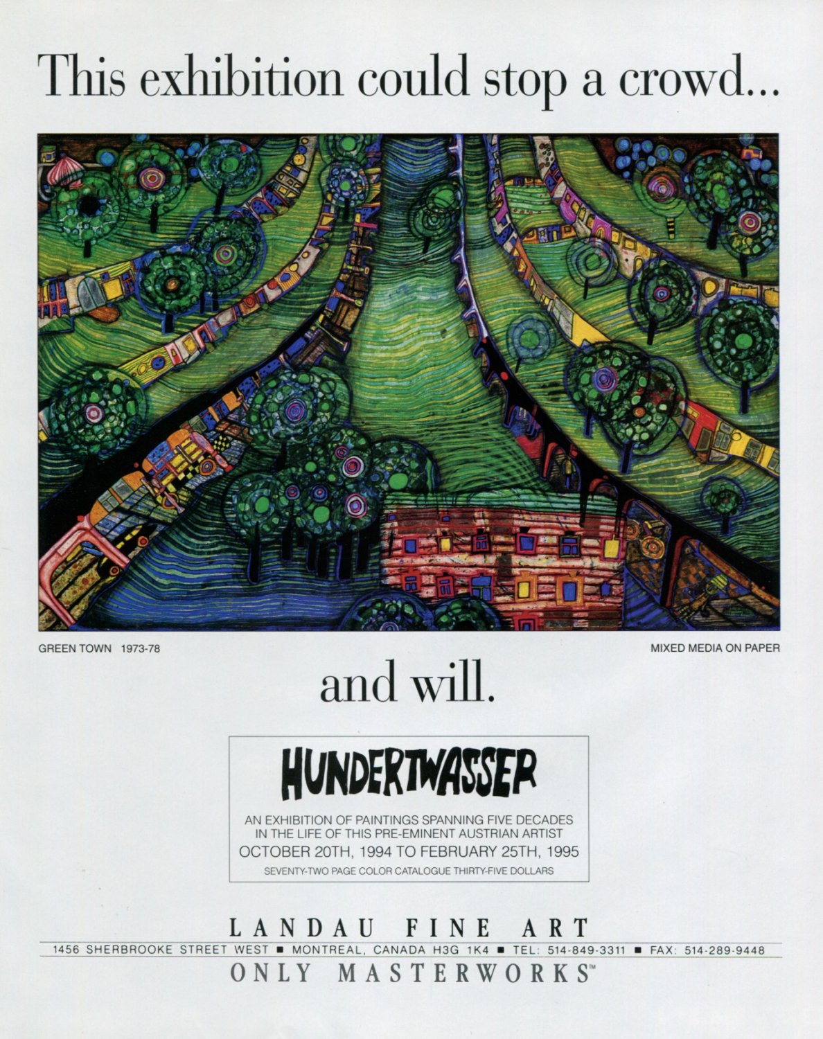 Hundertwasser 1994 Art Exhibition Ad Advert Green Town