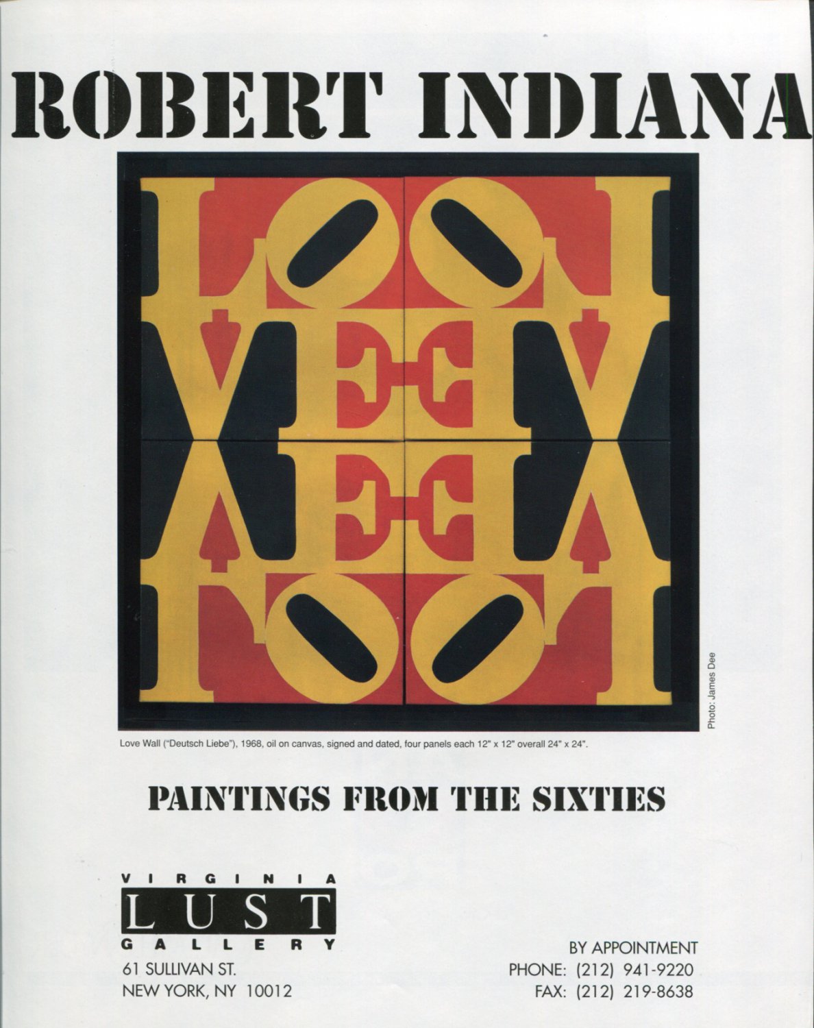 Robert Indiana Paintings from the Sixties 1994 Art Ad Love Wall Advert