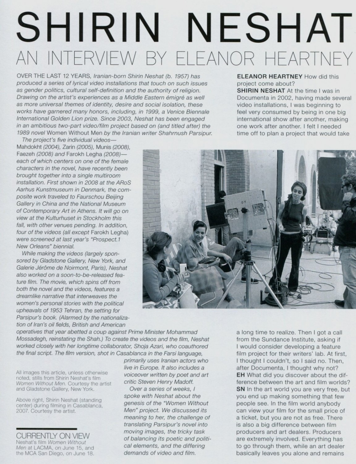 Shirin Neshat Interview 2009 Magazine Article Iranian Artist