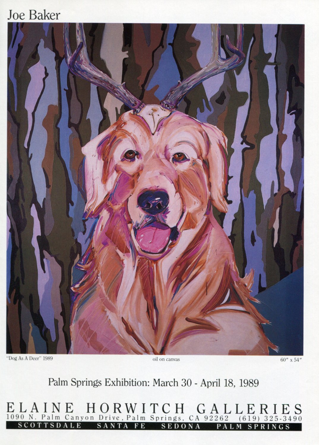 Joe Baker Dog As A Deer 1989 Art Exhibition Ad Advert