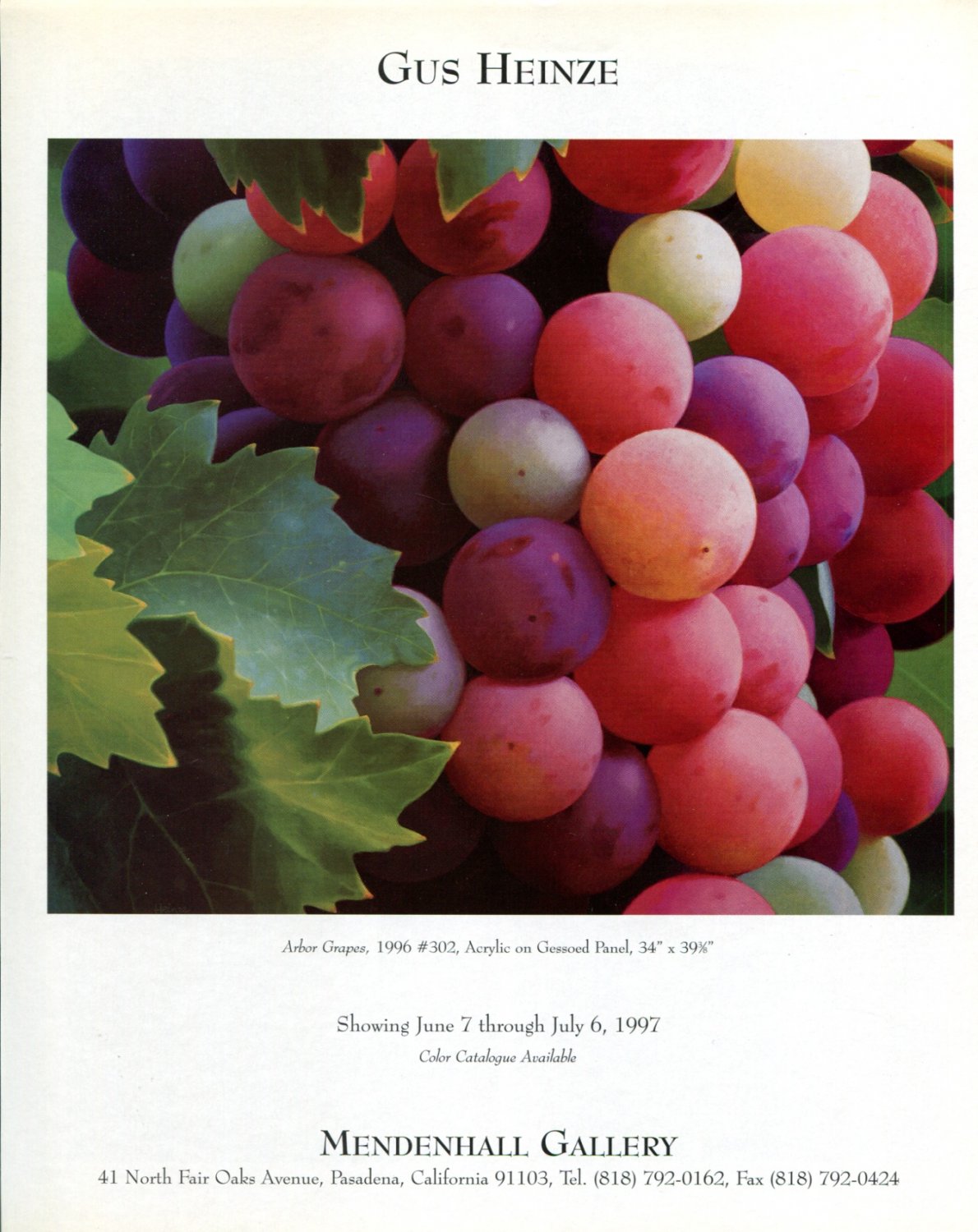 Gus Heinze 1997 Art Exhibition Ad Advert Arbor Grapes