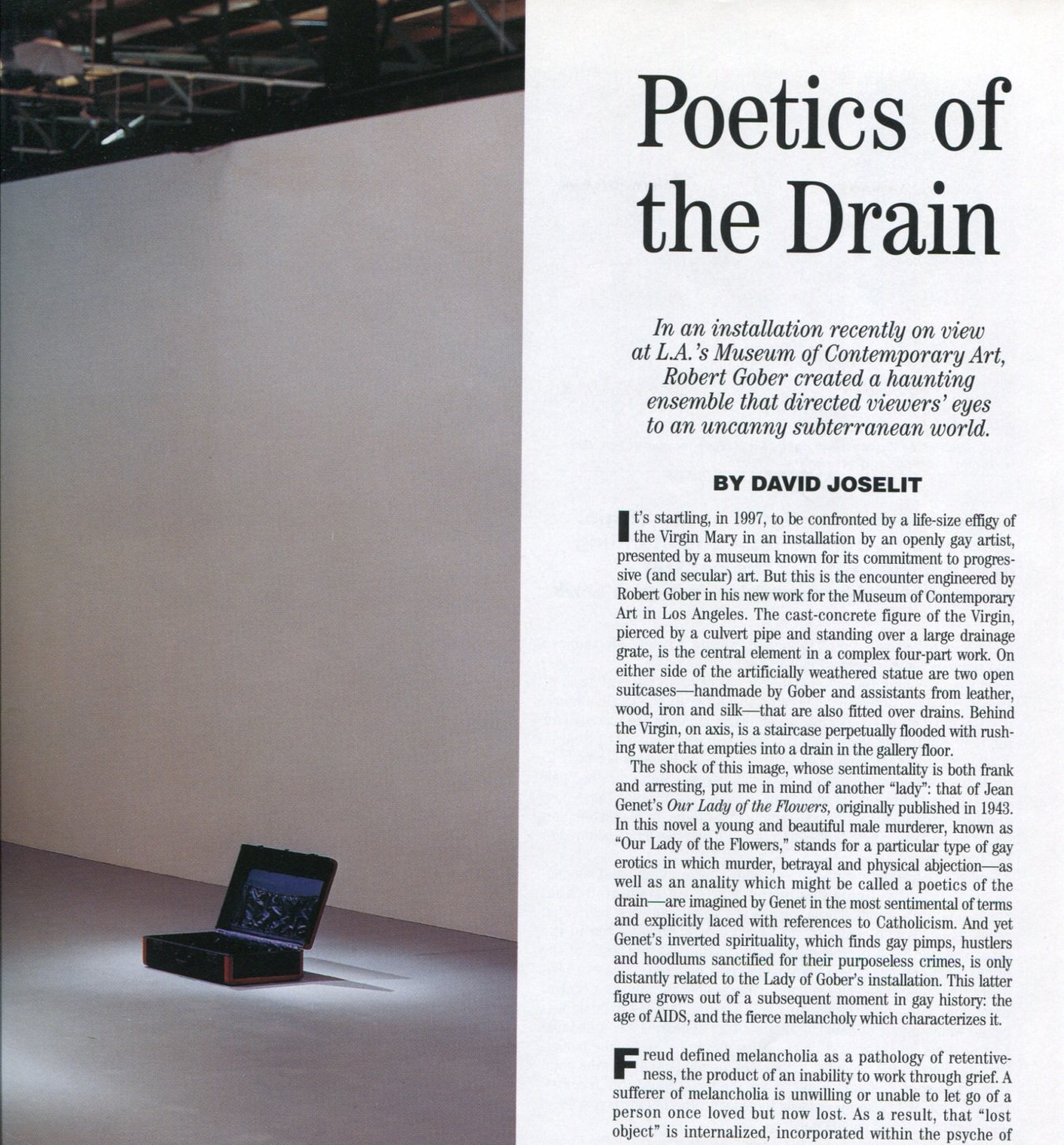 Robert Gober 1997 Poetics of the Drain Magazine Article by David Joselit