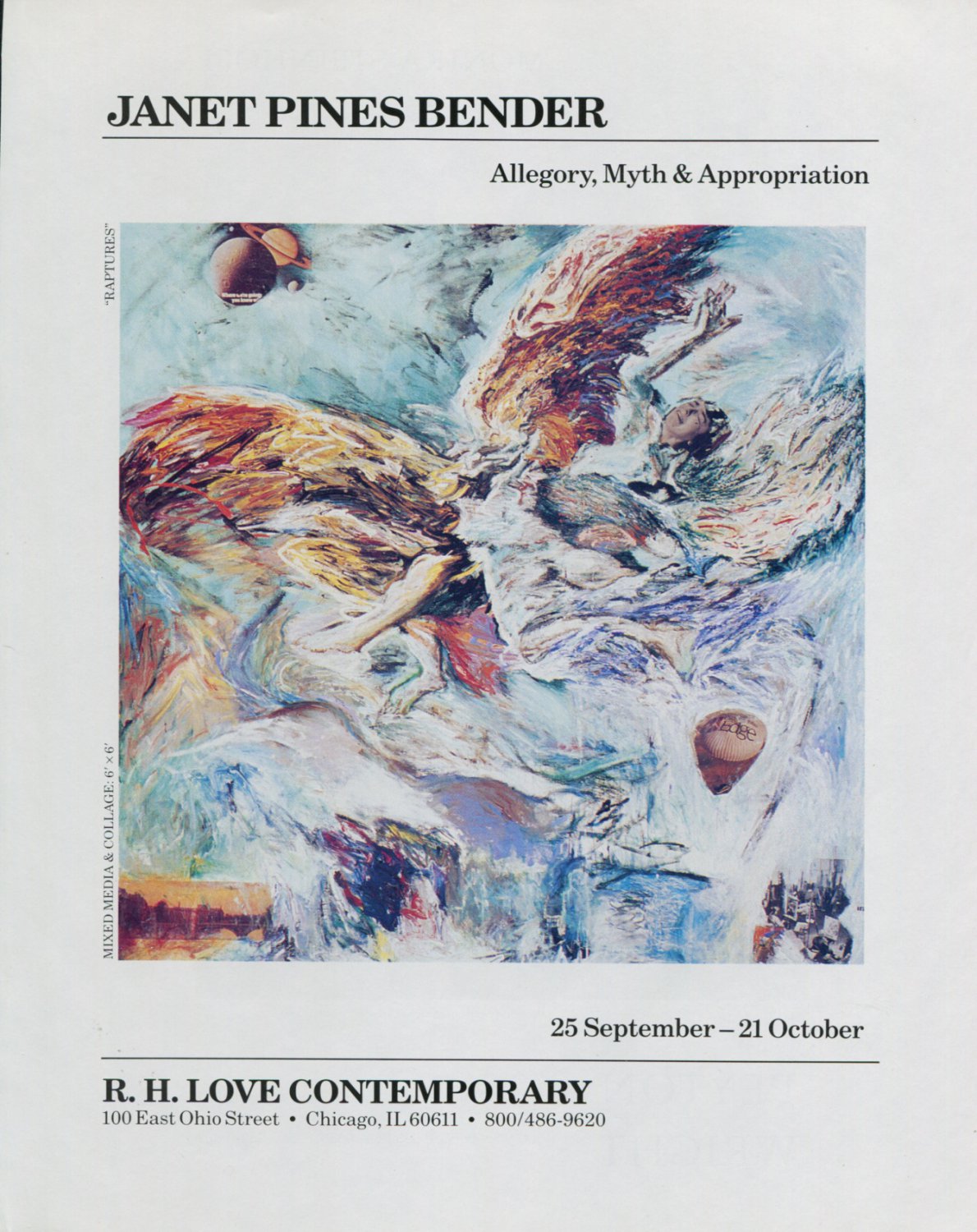 Janet Pines Bender Allegory Myth & Appropriation 1992 Art Exhibition Ad Advert