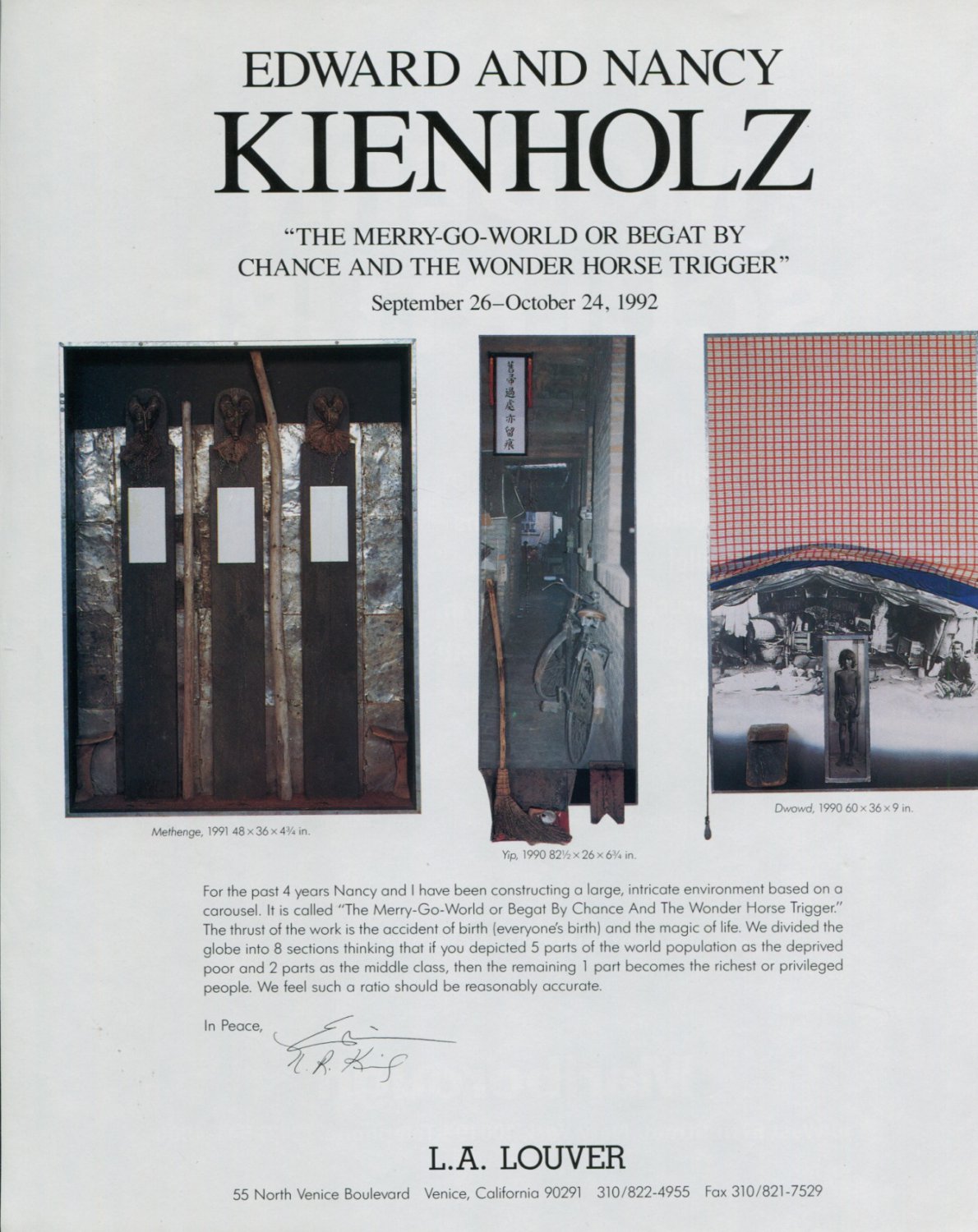 Edward and Nancy Kienholz The Merry-Go-World 1992 Art Exhibition Ad Advert