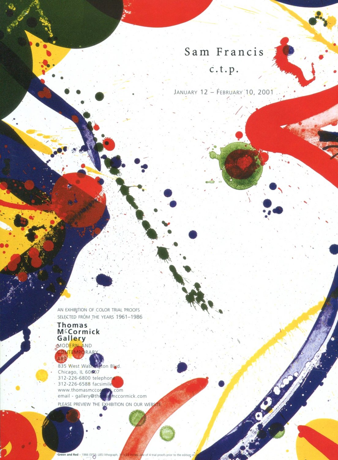 Sam Francis c.t.p. 2001 Art Exhibition Ad Advert