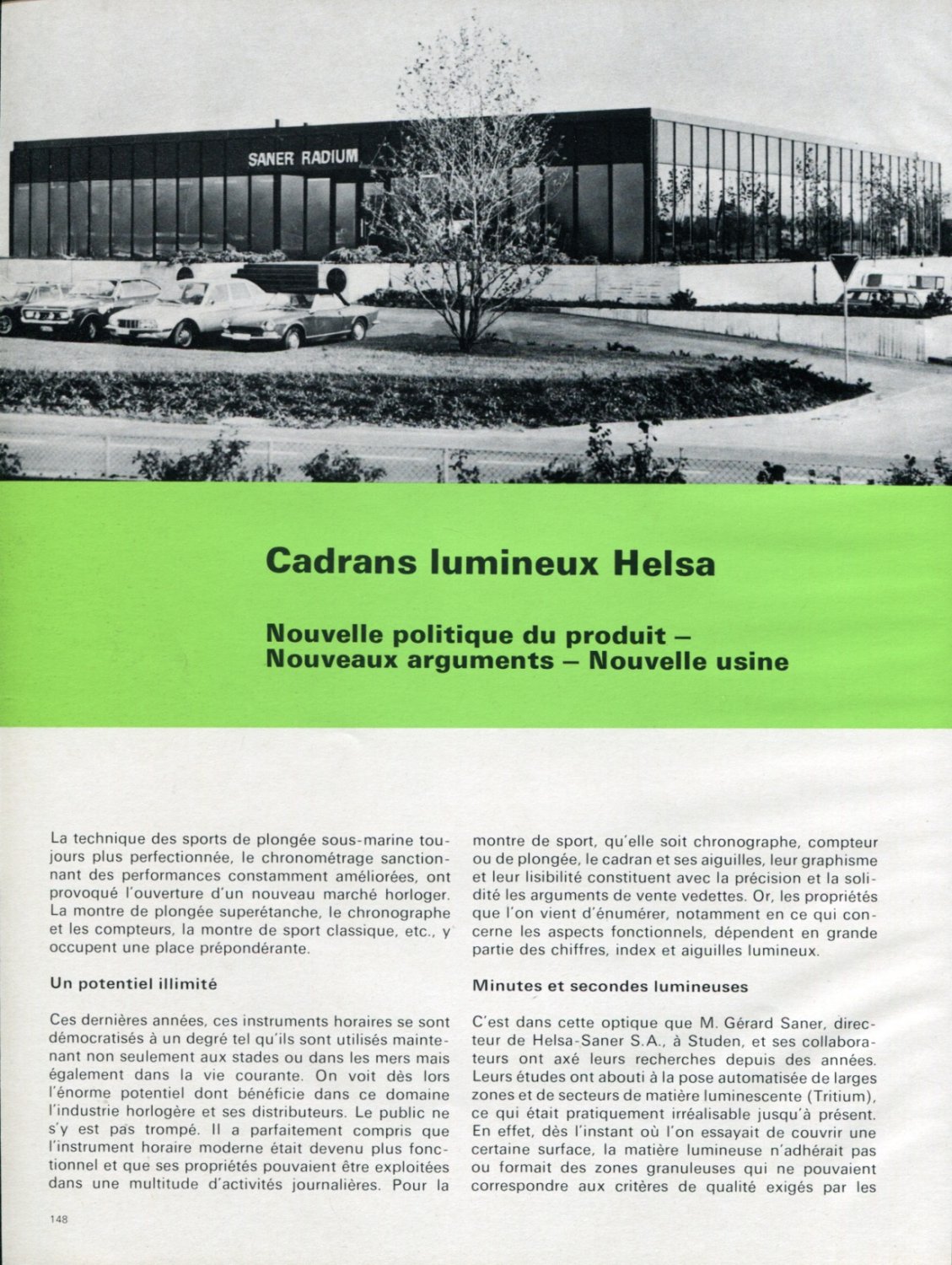 Helsa Watch Company Helsa-Saner SA Switzerland 1971 Swiss Magazine Article Suisse Schweiz