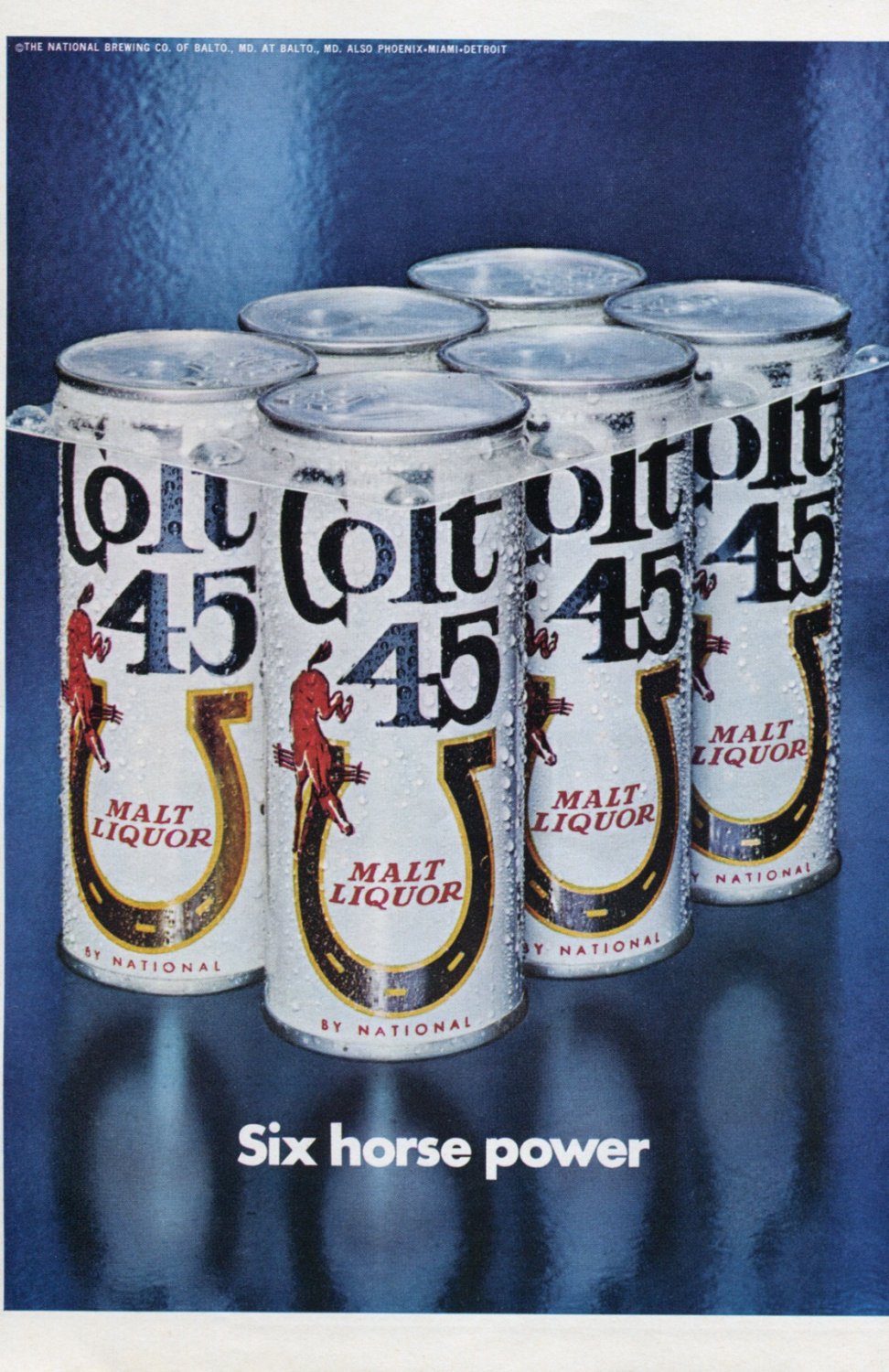 1971 Colt 45 Malt Liquor Beer Six Horse Power Advert 1971 Magazine Ad  National Brewing Co MD