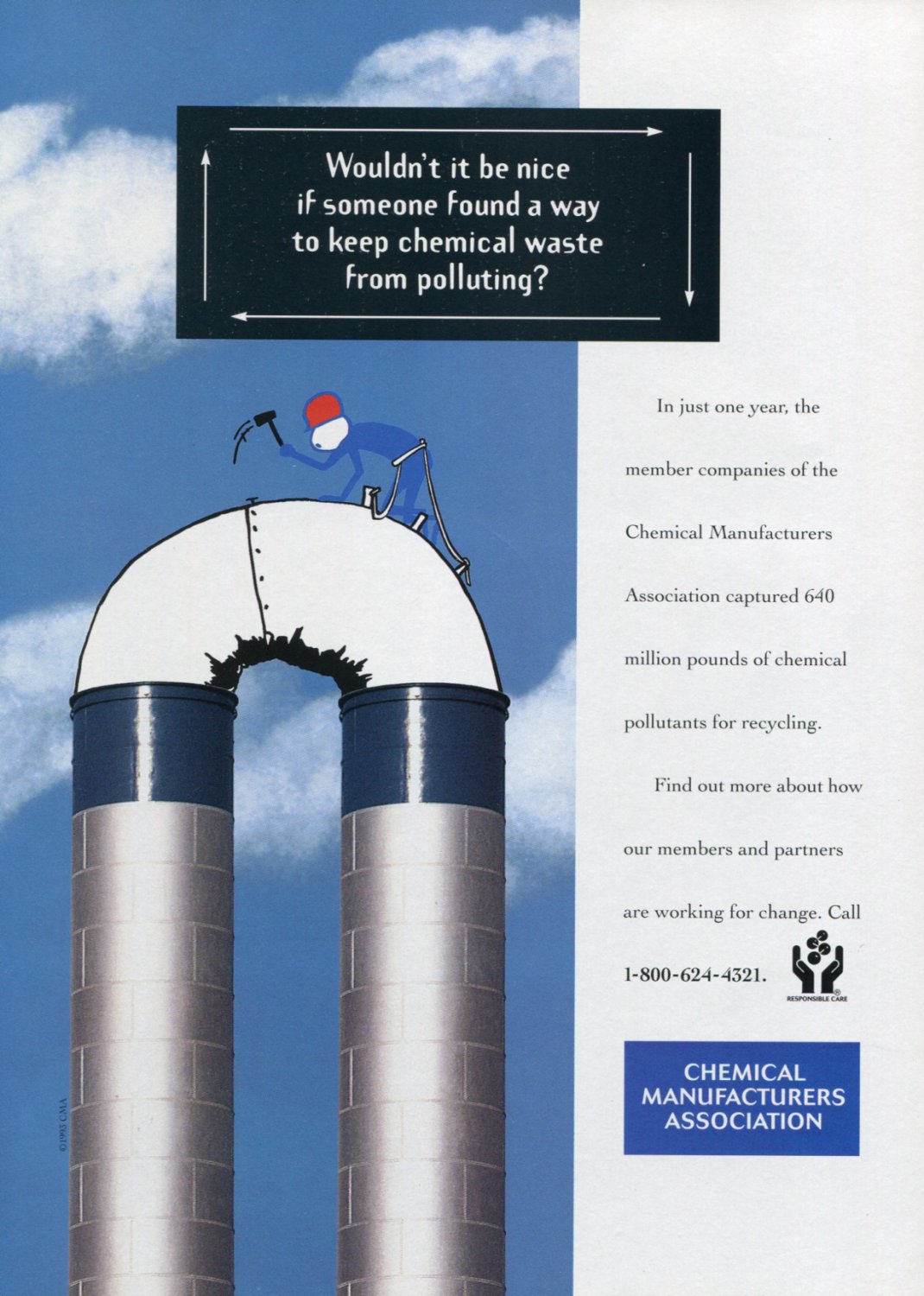 1993 Chemical Manufacturers Association 1993 Anti-Pollution Recycling Ad Magazine Advert
