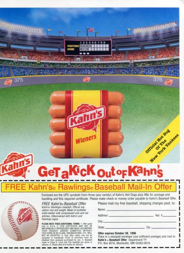 Kahn's Hot Dogs Official Hot Dog of New York Yankees Baseball Team