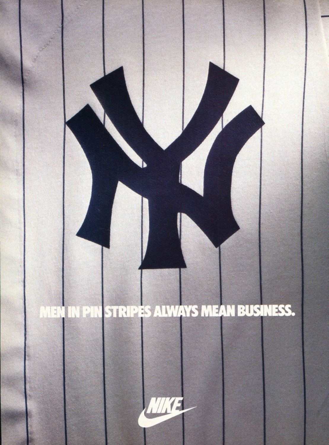 1986 Nike New York Yankees 1986 Magazine Ad Advert Men in Pinstripes Always Mean Business