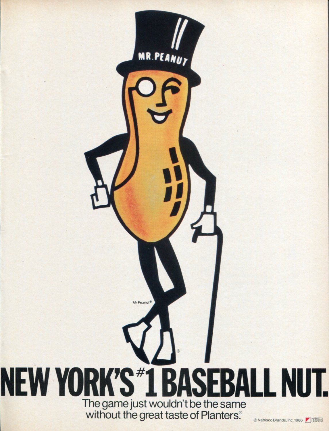 Planters Peanuts Mr. Peanut New York Baseball Yankees Mets 1986