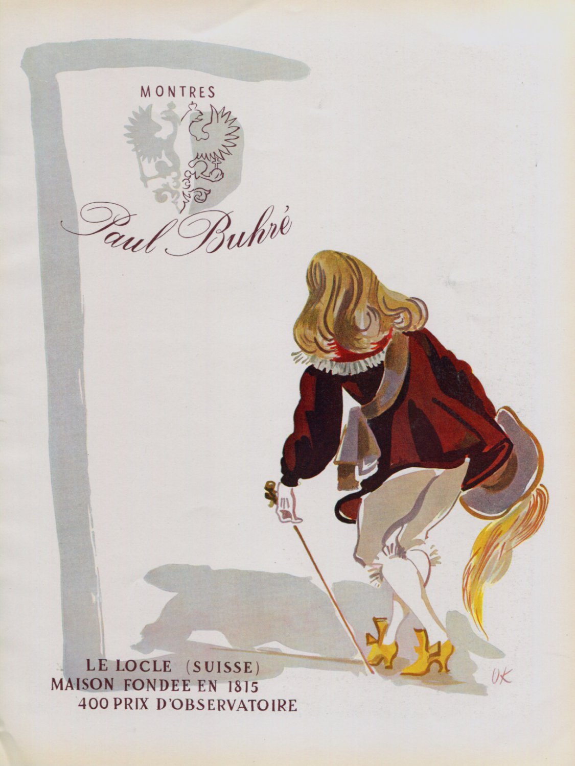 1947 Paul Buhre Watch Company Switzerland Vintage 1947 Swiss Ad Advert Suisse Schweiz Suiza