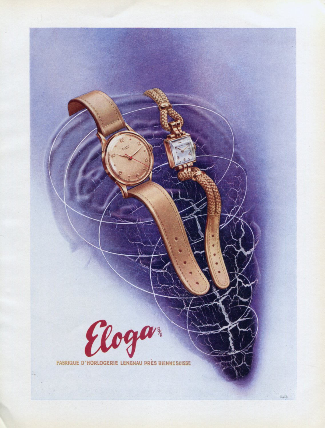 1947 Eloga Watch Company Switzerland Vintage 1947 Swiss Ad Advert Suisse Schweiz Suiza