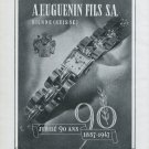 1947 Huguenin Watch Company 90th Anniversary Huguenin Fils 1947 Swiss Ad Advert Suisse Schweiz Suiza