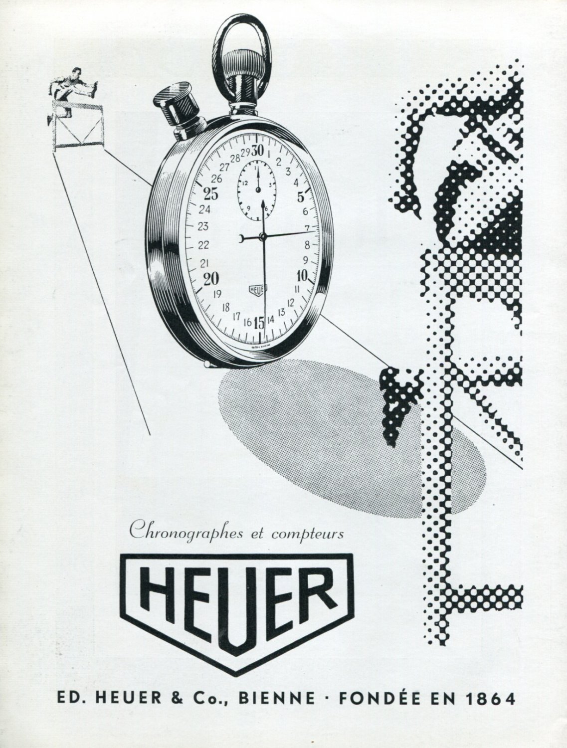 1947 Heuer Watch Company Ed Heuer & Co Switzerland Vintage 1947 Swiss Ad Advert Suisse Schweiz