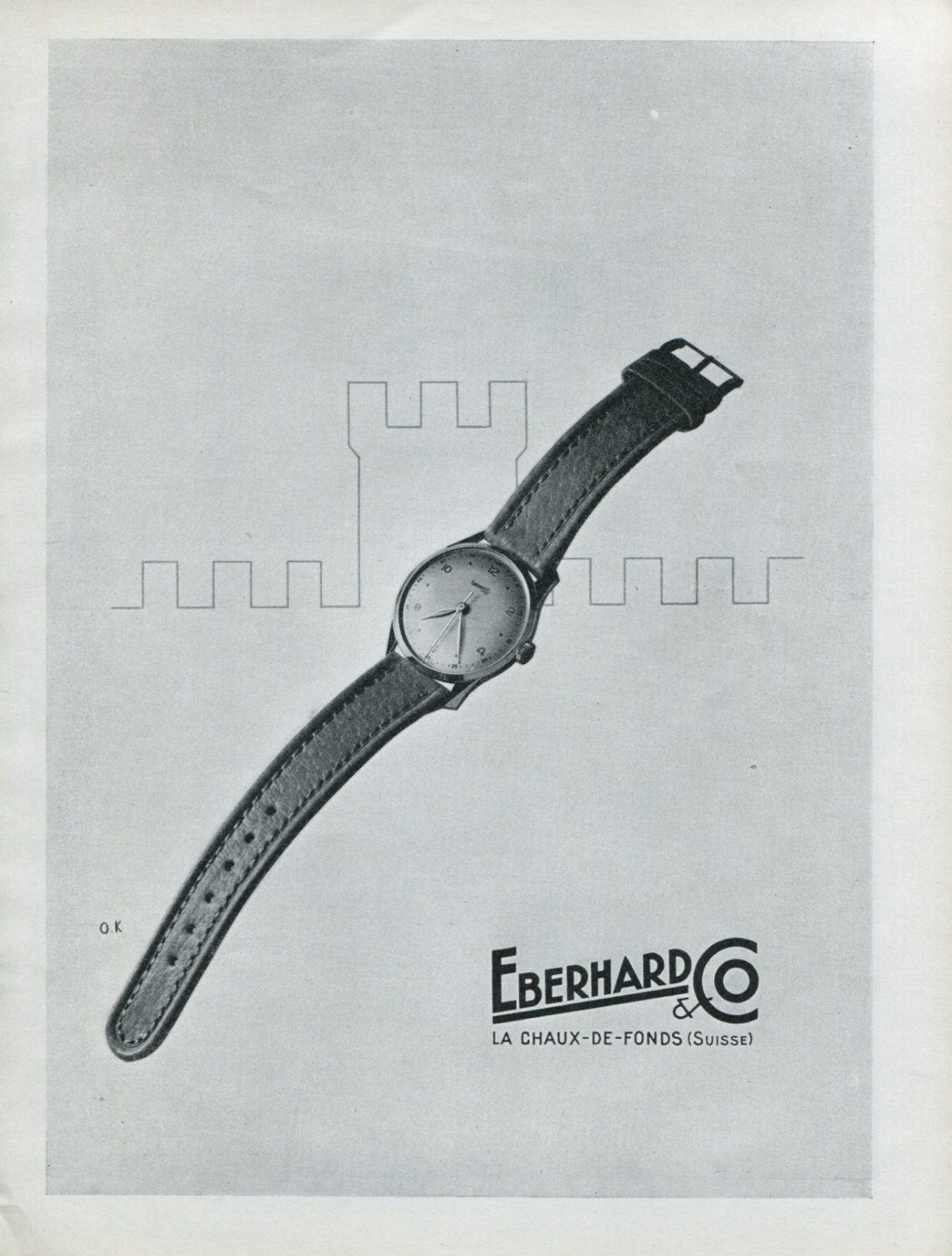 1947 Eberhard & Co Watch Company Switzerland Vintage 1947 Swiss Ad Advert Suisse Schweiz Suiza