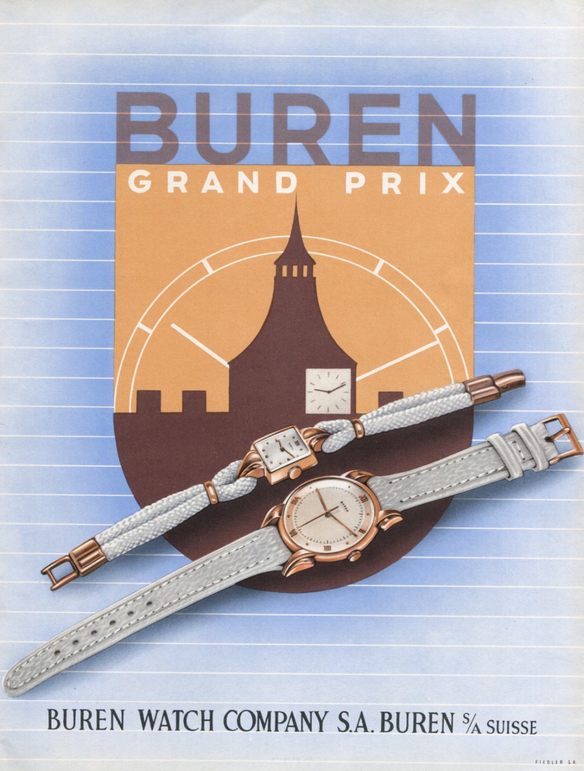 1947 Buren Watch Company Buren SA Switzerland Vintage 1947 Swiss Ad Advert Suisse Schweiz Suiza