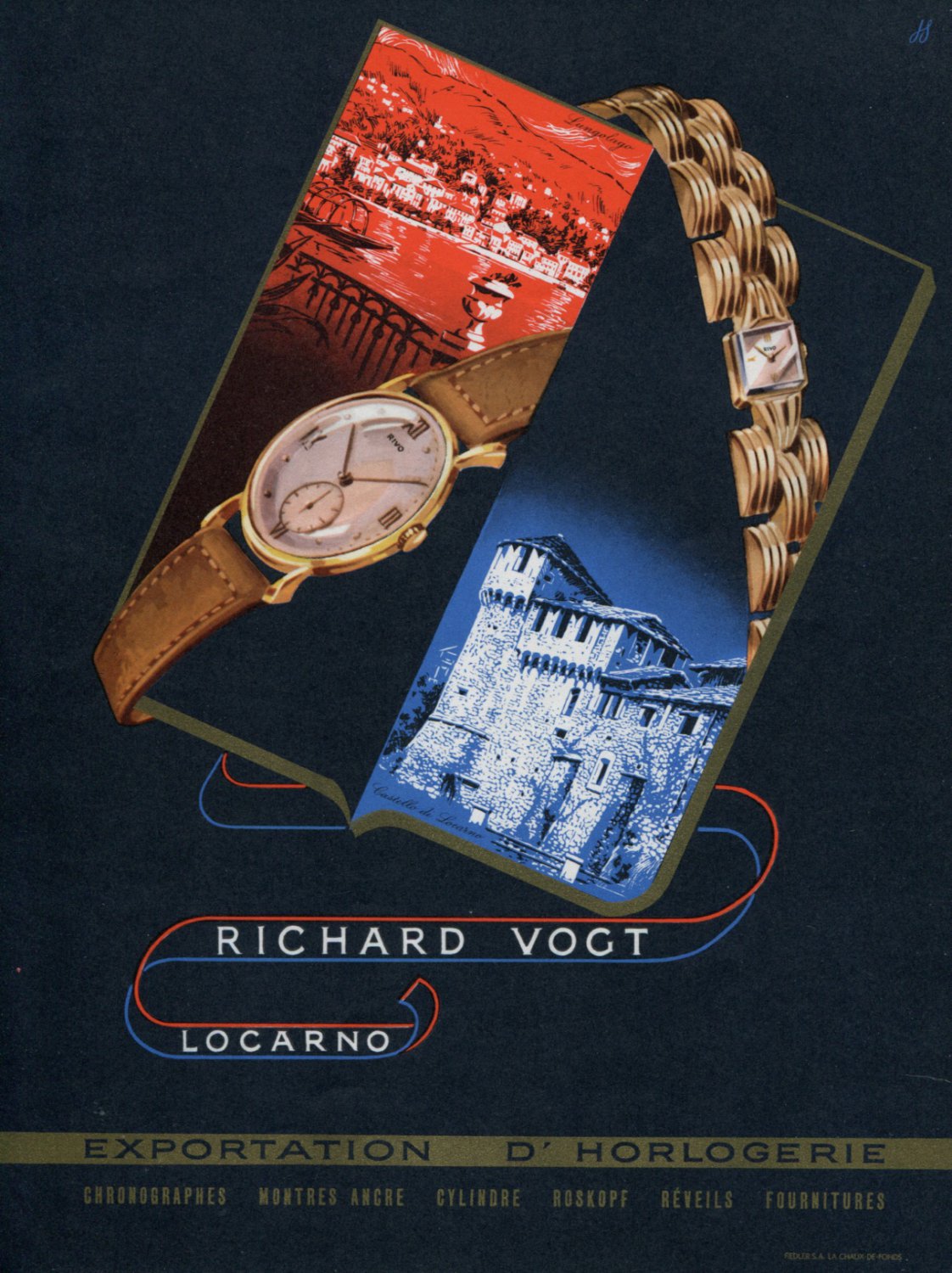 1946 Rivo Watch Company Richard Vogt Switzerland Vintage 1946 Swiss Ad Advert Suisse Schweiz Suiza