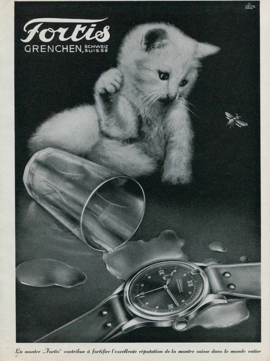 1946 Fortis Watch Company Fortissimo Switzerland Vintage 1946 Swiss Ad Advert Suisse Schweiz Suiza