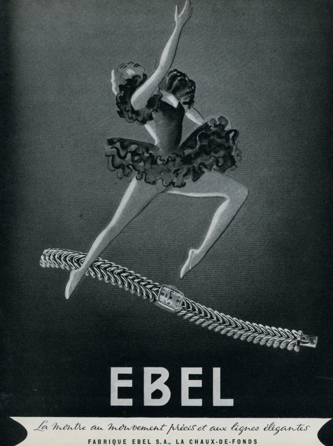 1946 Ebel Watch Company Switzerland Ballerina Ad Vintage 1946 Swiss Ad Advert Suisse Schweiz