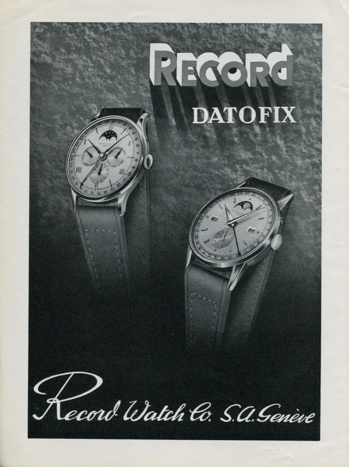 1946 Record Watch Company Geneva Switzerland Vintage 1946 Swiss Ad Advert Suisse Schweiz Suiza