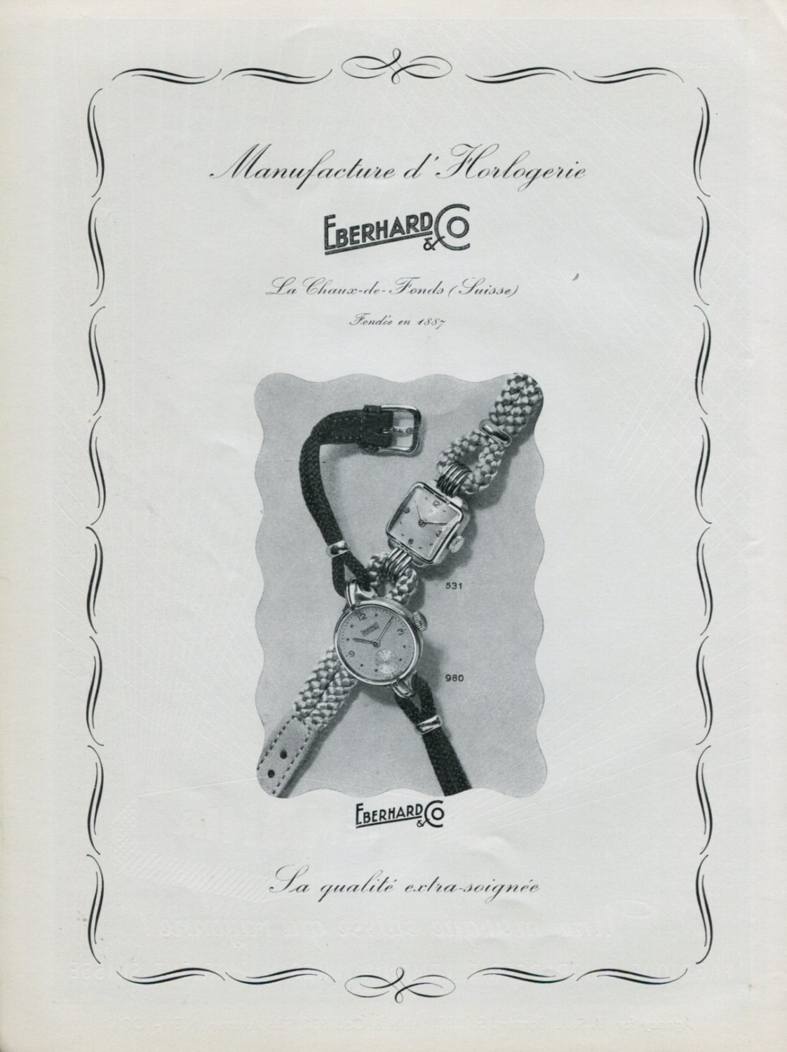 1946 Eberhard & Co Watch Company Switzerland Vintage 1946 Swiss Ad Advert Suisse Schweiz Suiza