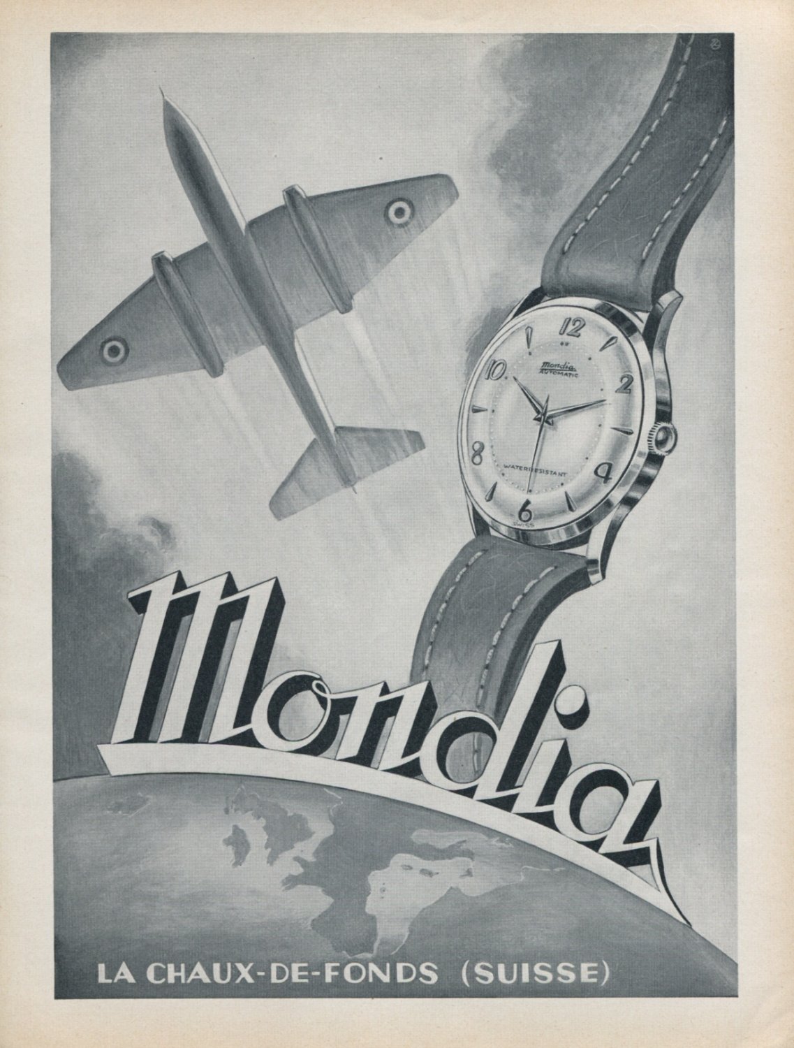 1953 Mondia Watch Company Switzerland Vintage 1953 Swiss Ad Advert Suisse Suiza Schweiz