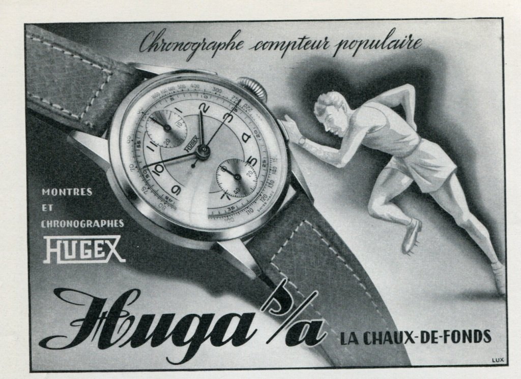 1946 Hugex Watch Company Huga SA Switzerland Vintage 1946 Swiss Ad Advert Suisse Schweiz Suiza