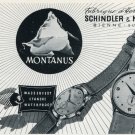 1953 Montanus Watch Company Schindler & Moenig Switzerland Vintage 1953 Swiss Ad Advert Suisse Suiza
