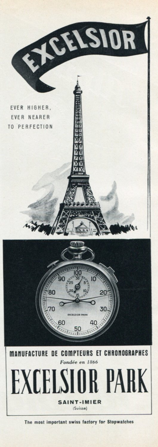 1953 Excelsior Park Watch Company St-Imier Switzerland Vintage 1953 Swiss Ad Advert Suisse Schweiz