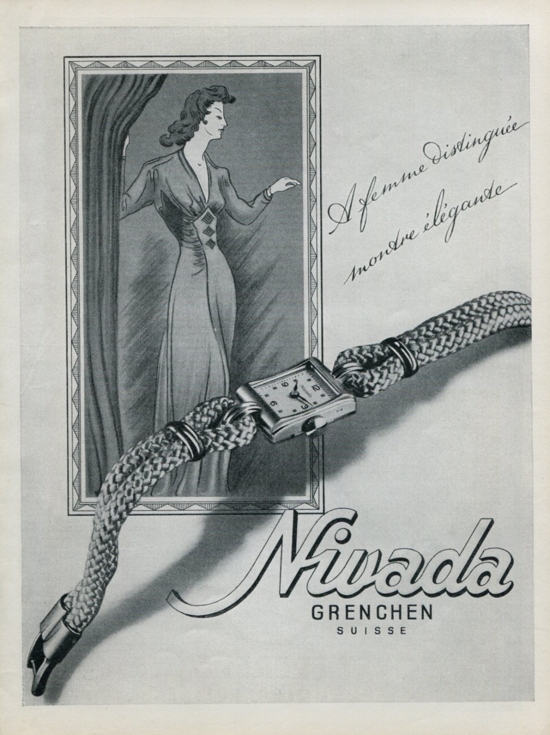 1946 Nivada Watch Company Grenchen Switzerland Vintage 1946 Swiss Ad Advert Suisse Schweiz Suiza