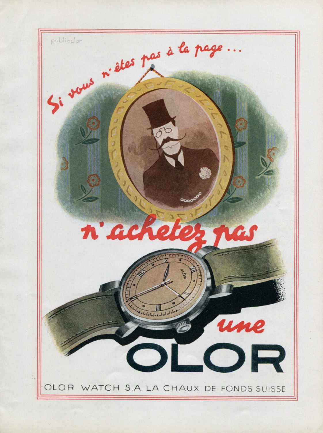 1946 Olor Watch Company SA La Chaux-de-Fonds Switzerland Vintage 1946 Swiss Ad Advert Suisse Suiza