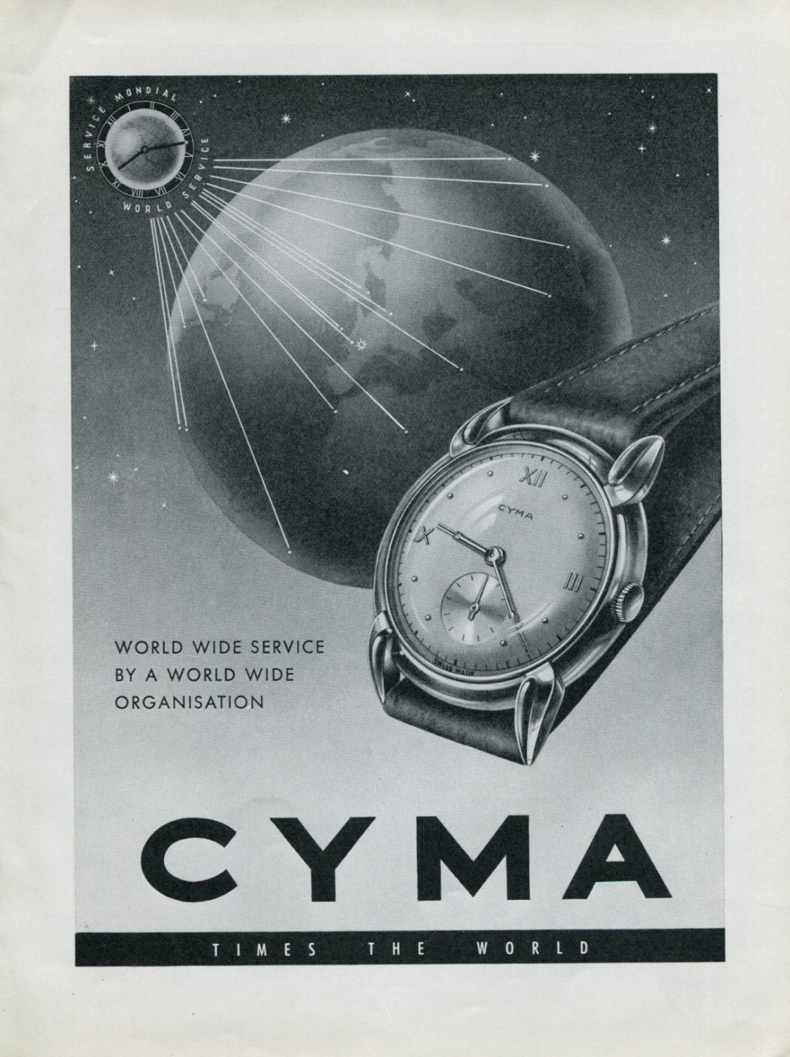 ANTIQUE VINTAGE ANCIEN Rare Cyma Montre Co.Suisse Alarme Horloge