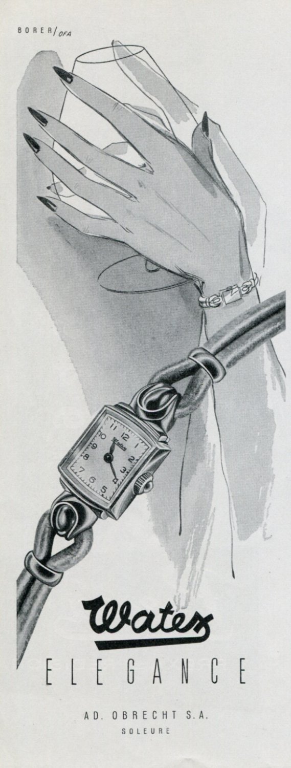 1948 Watex Watch Company Ad Obrecht SA Vintage 1948 Swiss Ad Advert Suisse Suiza Switzerland