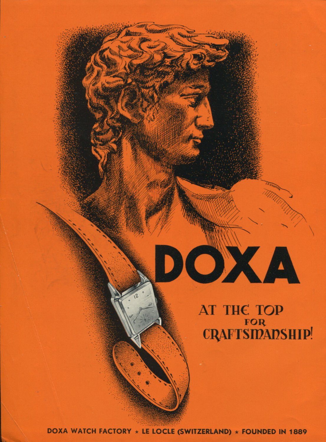 1948 Doxa Watch Company At the Top for Craftsmanship 1948 Swiss Magazine Ad Advert Suisse