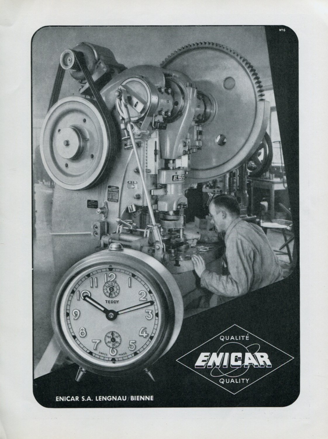 1948 Enicar S.A. Clock Company Vintage 1948 Swiss Ad Advert Suisse Schweiz Suiza Switzerland