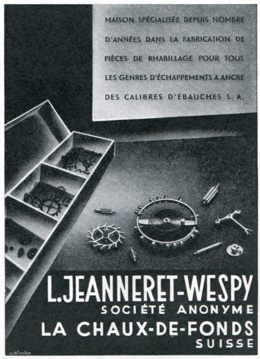 1947 L Jeanneret-Wespy Societe Anonyme Vintage 1947 Swiss Magazine Ad Advert Horology Suisse