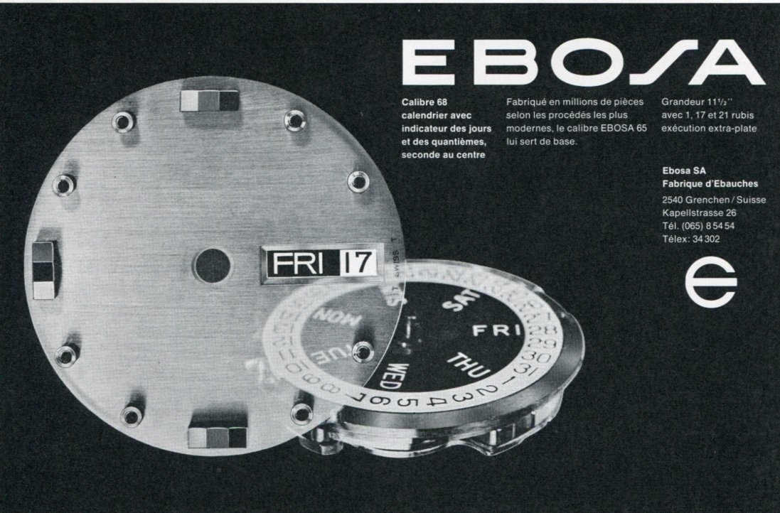 1969 Ebosa SA Ebauches Ad Advert Vintage Swiss Magazine Print Ad Suisse Horology Horlogerie