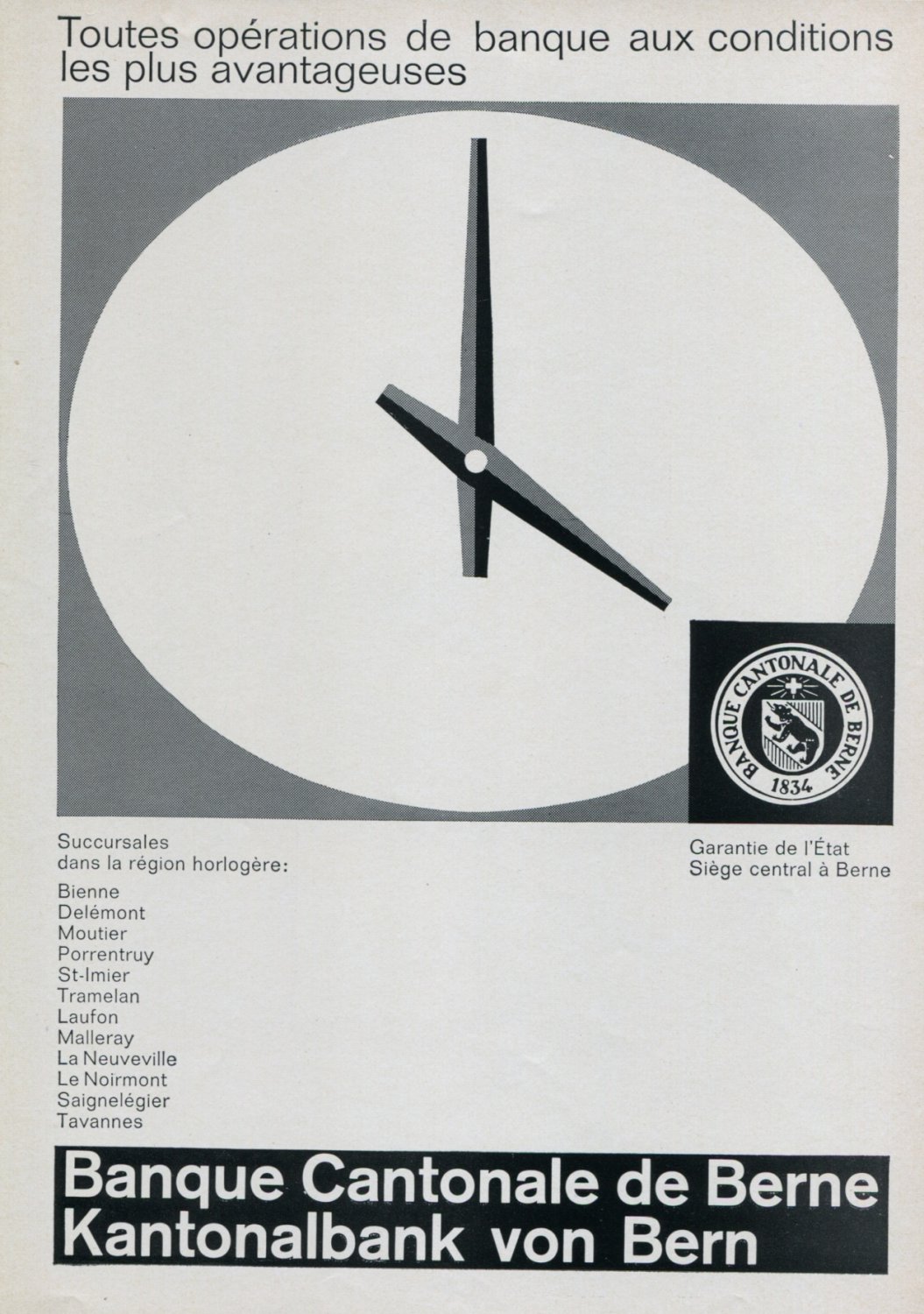 1969 Banque Cantonale de Berne Kantonalbank von Bern Swiss Magazine Ad Suisse Advert Switzerland