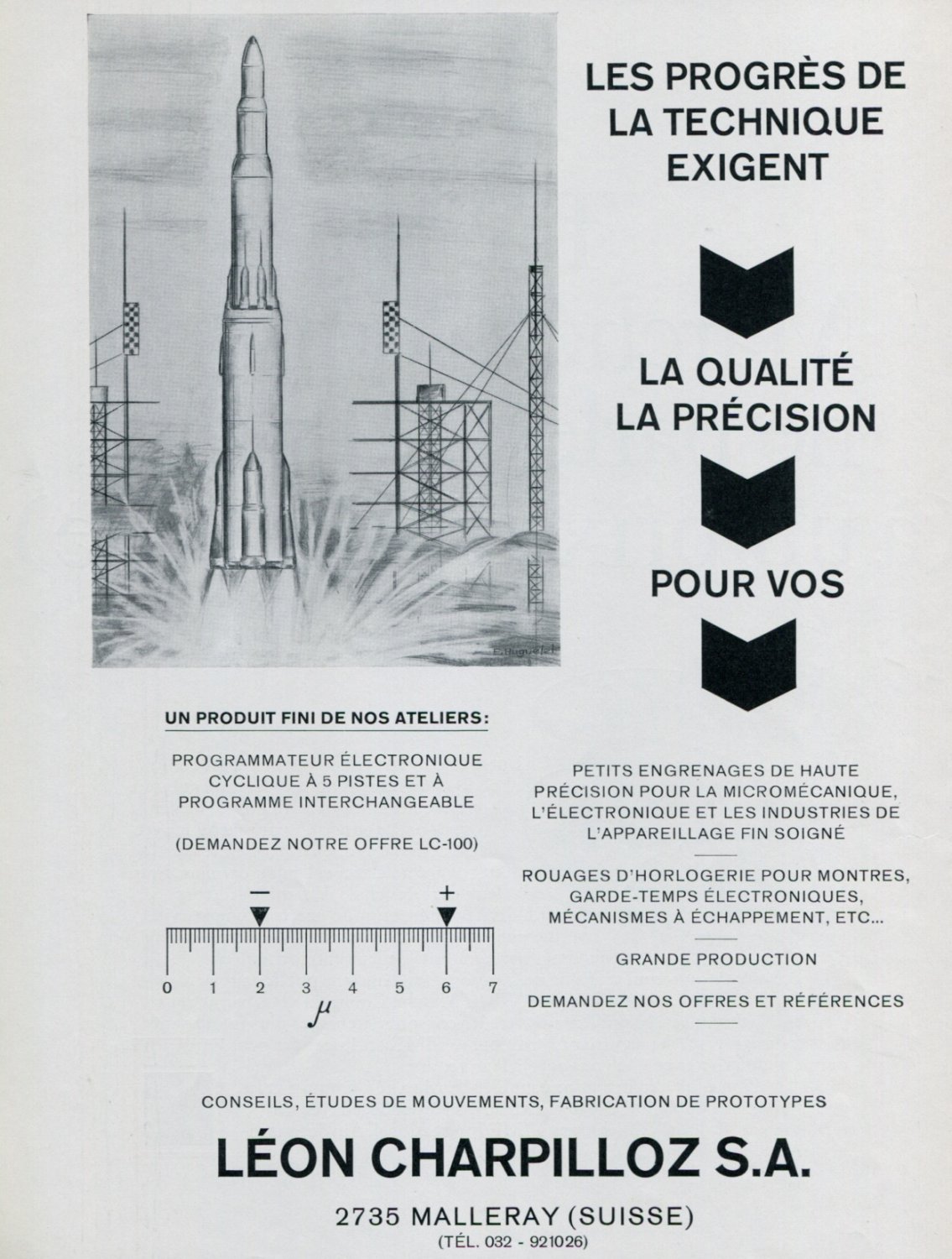 Leon Charpilloz SA Switzerland Vintage 1969 Swiss Magazine Ad Advert Suisse Horology 1960's