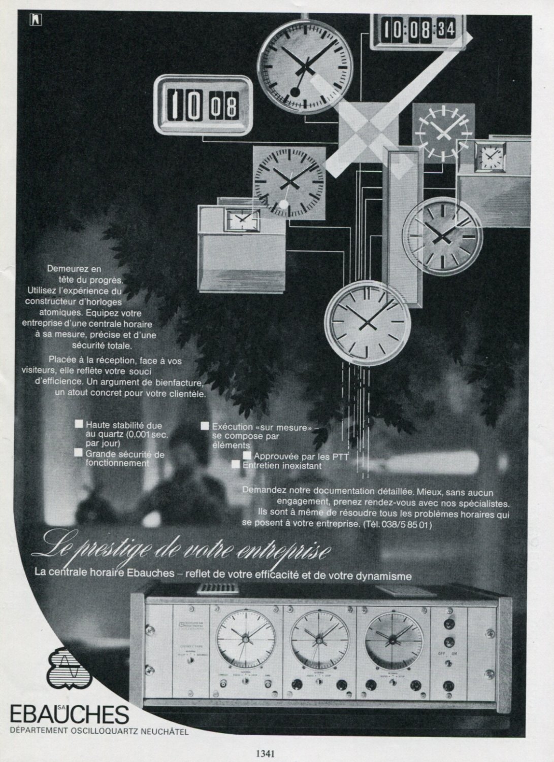 1969 Ebauches SA Oscilloquartz Ad Advert Vintage Swiss Magazine Print Ad Suisse Horology