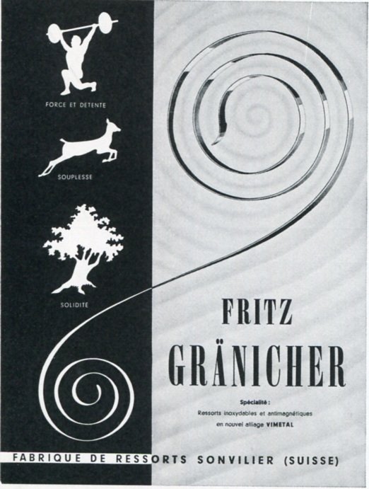 1969 Fritz Granicher SA Fabrique de Ressorts Swiss Magazine Print Ad Advert Suisse Horology