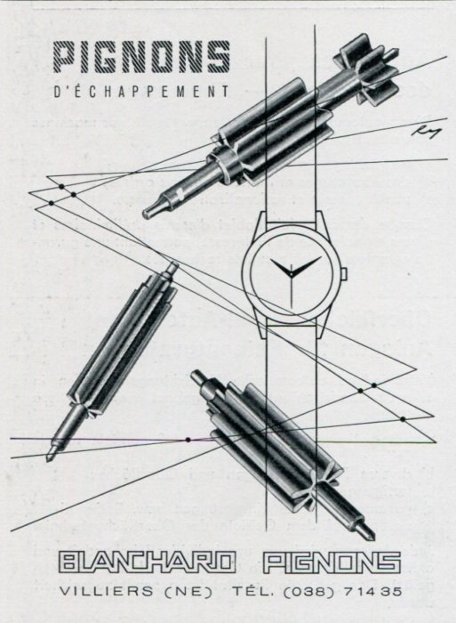 1969 Blanchard Pignons d' Echappement Vintage Swiss Magazine Print Ad Advert Suisse Horology