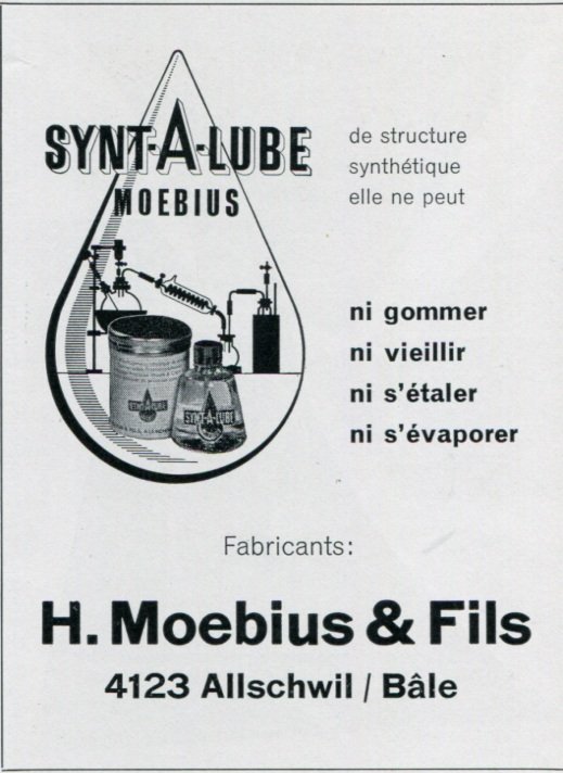 1969 Synt-A-Lube H Moebius &Fils Vintage Swiss Magazine Print Ad Advert Suisse Horology Horlogerie