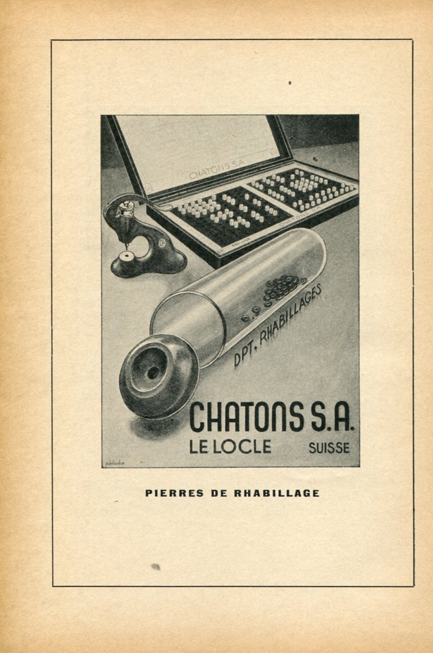 1948 Chatons S.A. Le Locle Switzerland Vintage Swiss Magazine Print Ad Advert Horology 1940's