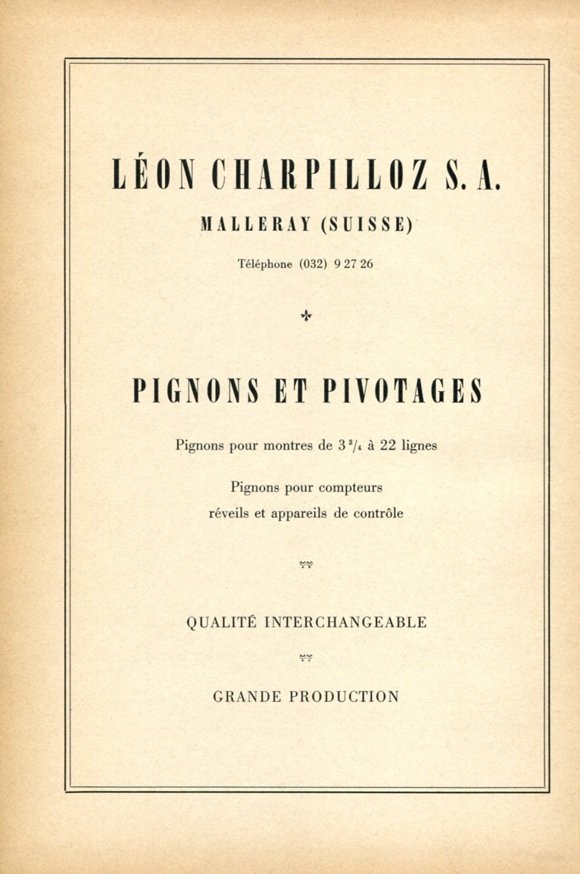 1948 Leon Chapilloz SA Malleray Switzerland Vintage Swiss Magazine Print Ad Advert Horology
