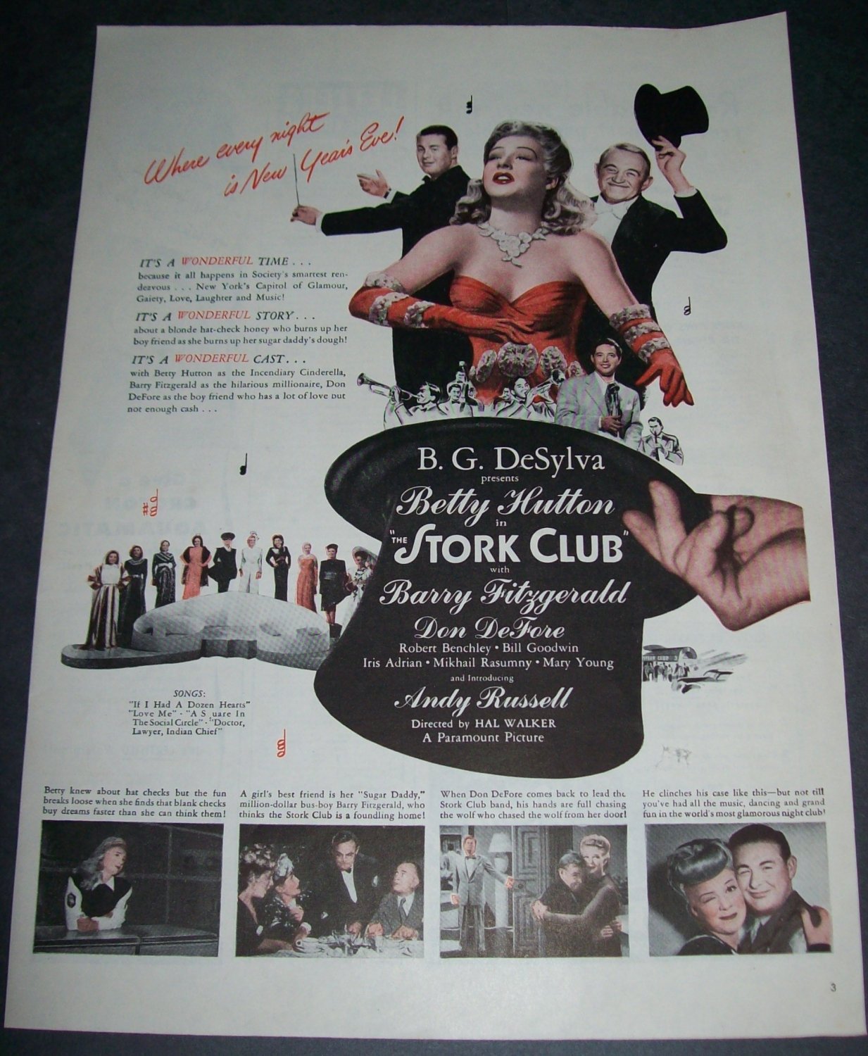 Vintage 1945 Advertisement Betty Hutton The Stork Club Print Ad Original 1940s Magazine Ad Advert