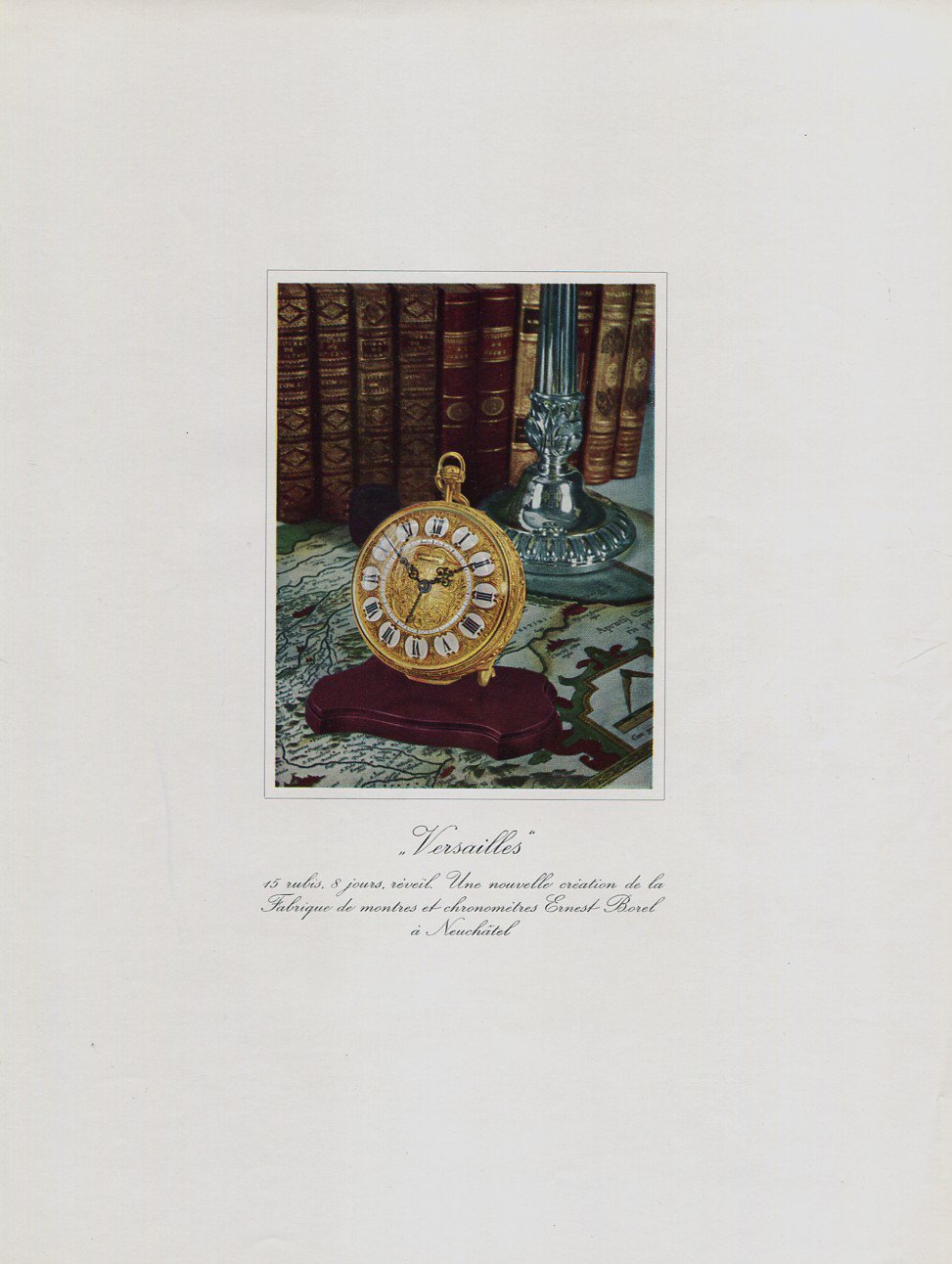 Original 1956 Ernest Borel SA Watch Company Versailles 1950's Swiss Print Ad Publicite Suisse