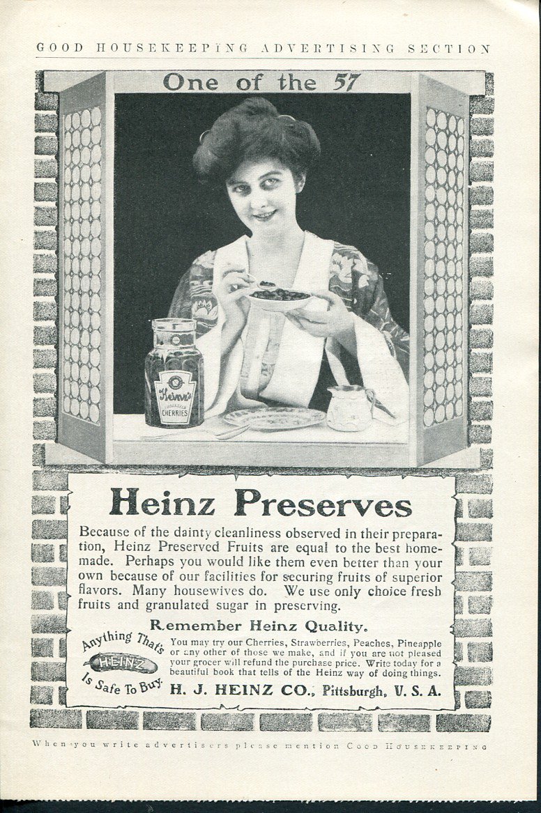 Original 1905 Heinz Preserves H.J. Heinz Co Pittsburgh Vintage Early 1900's Print Ad Advert